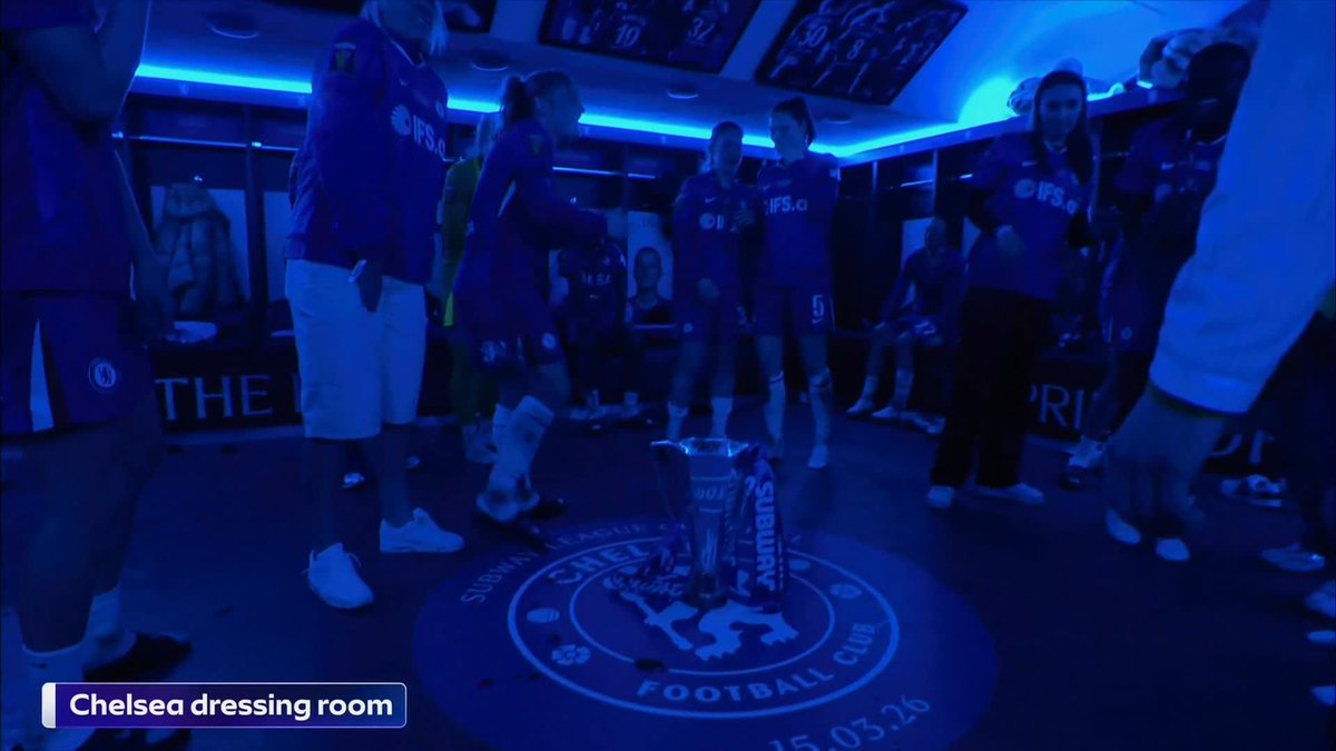 "Those are the moments you LIVE for" 😆 Watch the dressing room celebrations after Chelsea retained their League Cup trophy 🏆