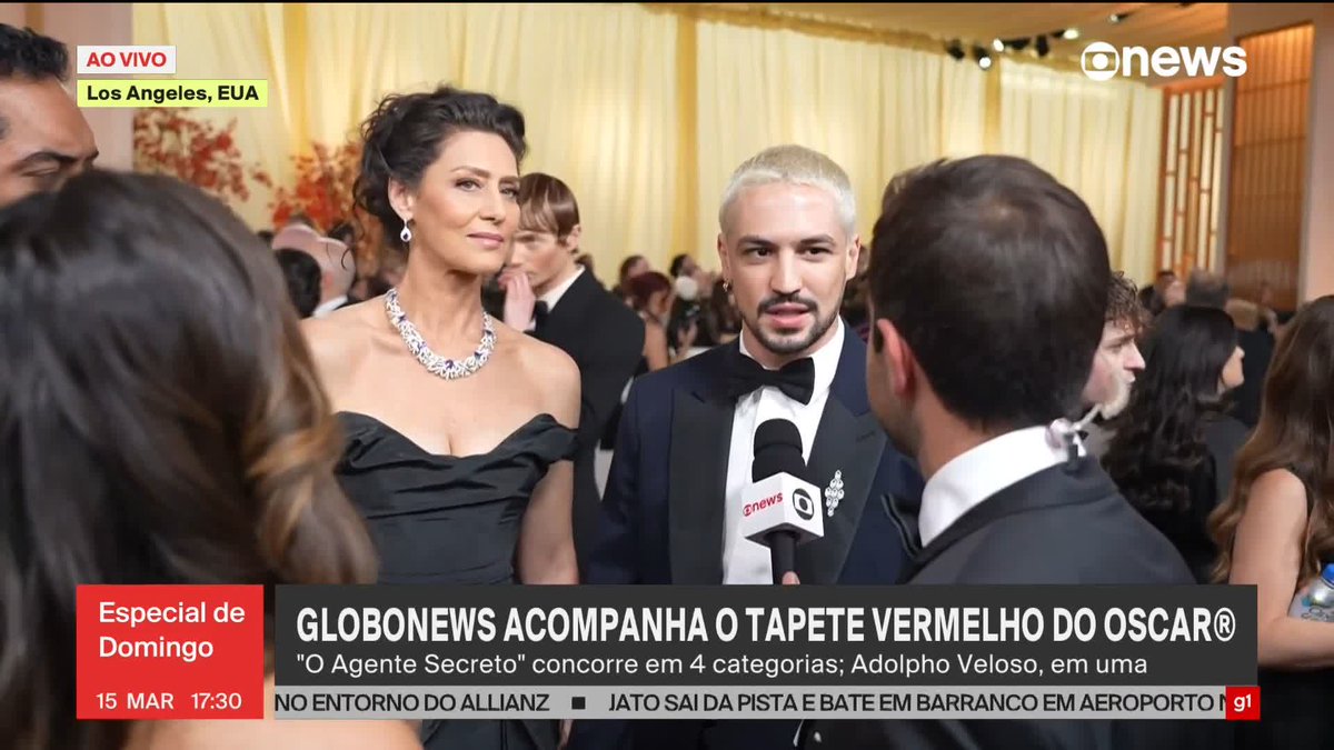 Maria Fernanda Cândido, Gabriel Leone e Thomaz Aquino chegam ao tapete vermelho do Oscar® 2026. Atores integram o elenco de 'O Agente Secreto', que concorre em 4 categorias. ➡️ Assista à #GloboNews: #EspecialdeDomingo