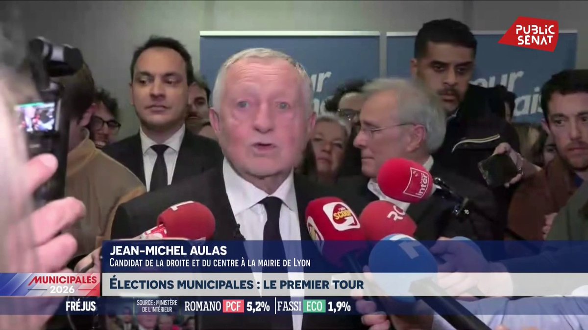 Municipales : "Il y a le match retour la semaine prochaine", réagit Jean-Michel AULAS. "Chez nos adversaires, l'accord de la honte est en train de se mettre en place et je ne pense pas que les Lyonnaises et les Lyonnais aient envie que Lyon soit à l'extrême gauche." #Municipales2026