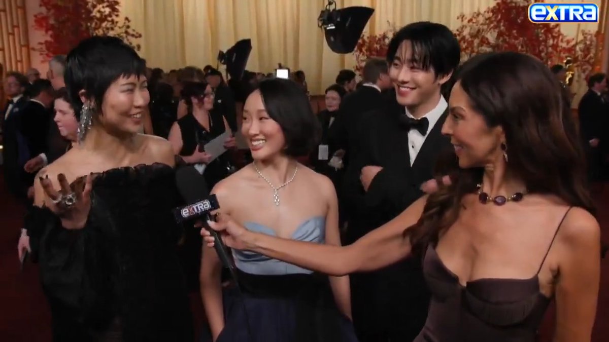 "KPop Demon Hunters" stars May Hong, Ji-young Yoo and Ahn Hyo-seop react to sequel news at the #Oscars!