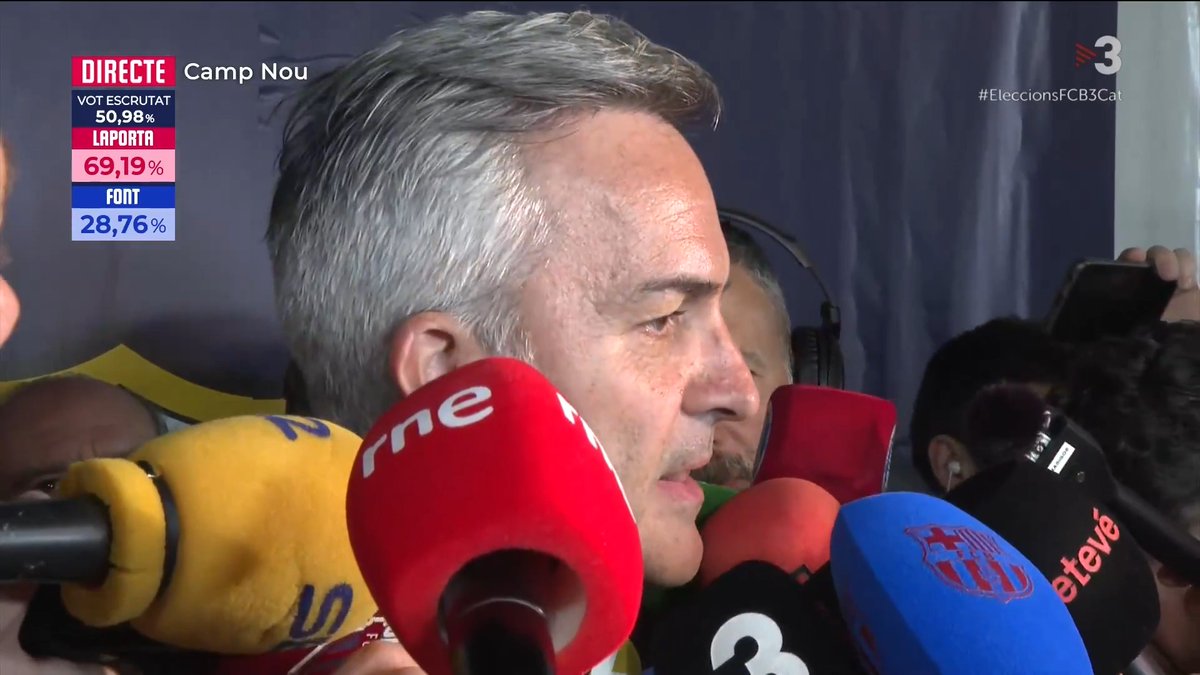 🎙️ Víctor Font felicita Laporta per la victòria a les eleccions del Barça: 🔸 "No hem assolit els resultats que esperàvem" 🔸 "Ens hauria agradat que la participació fos més alta" #EleccionsFCB3Cat ▶️