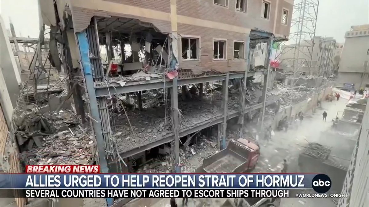 It's day 16 of the war with Iran, President Trump is asking allies to help secure the Strait of Hormuz to get oil flowing again, but no promises yet and growing concern about Russia and China. Both have been speaking with Iran. James Longman reports.