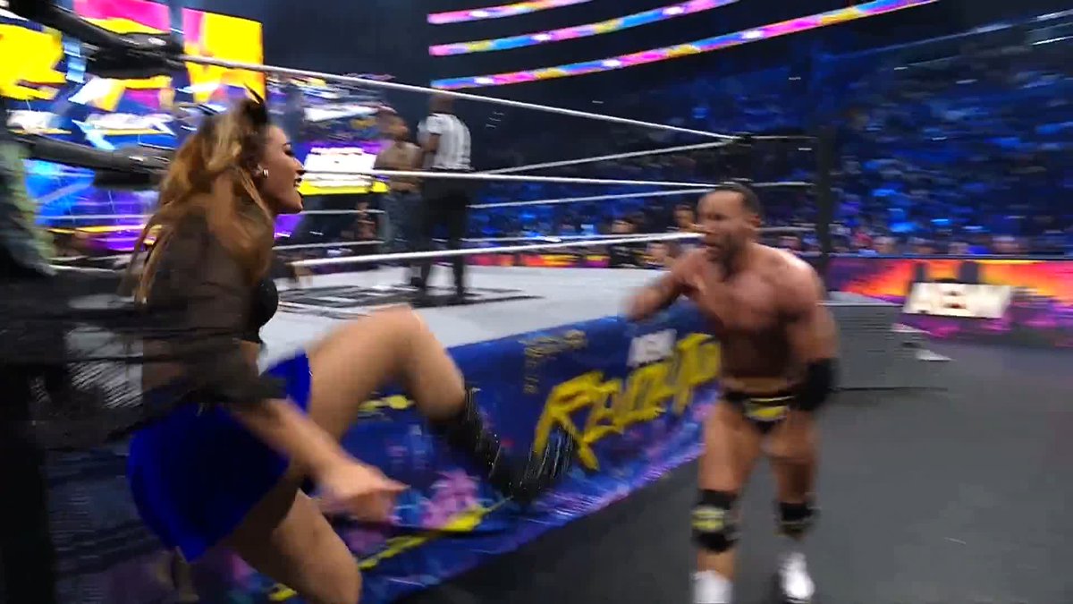 Despite @Christyanxo's interference, The Rizzler was trying to rizz her up! Watch #AEWRevolution Zero Hour LIVE on HBO Max!