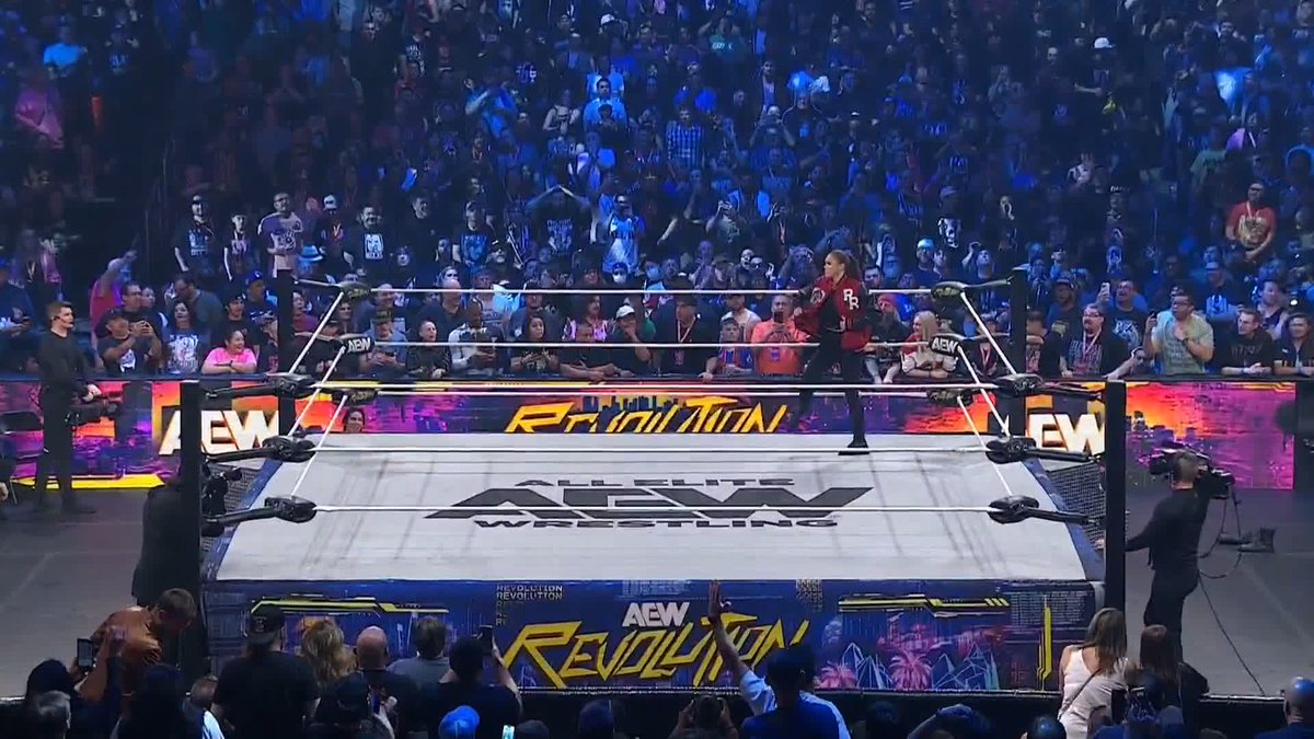 .@RONDAROUSEY IS HERE AND CALLING OUT "TIMELESS" TONI STORM! Watch #AEWRevolution LIVE on PPV!