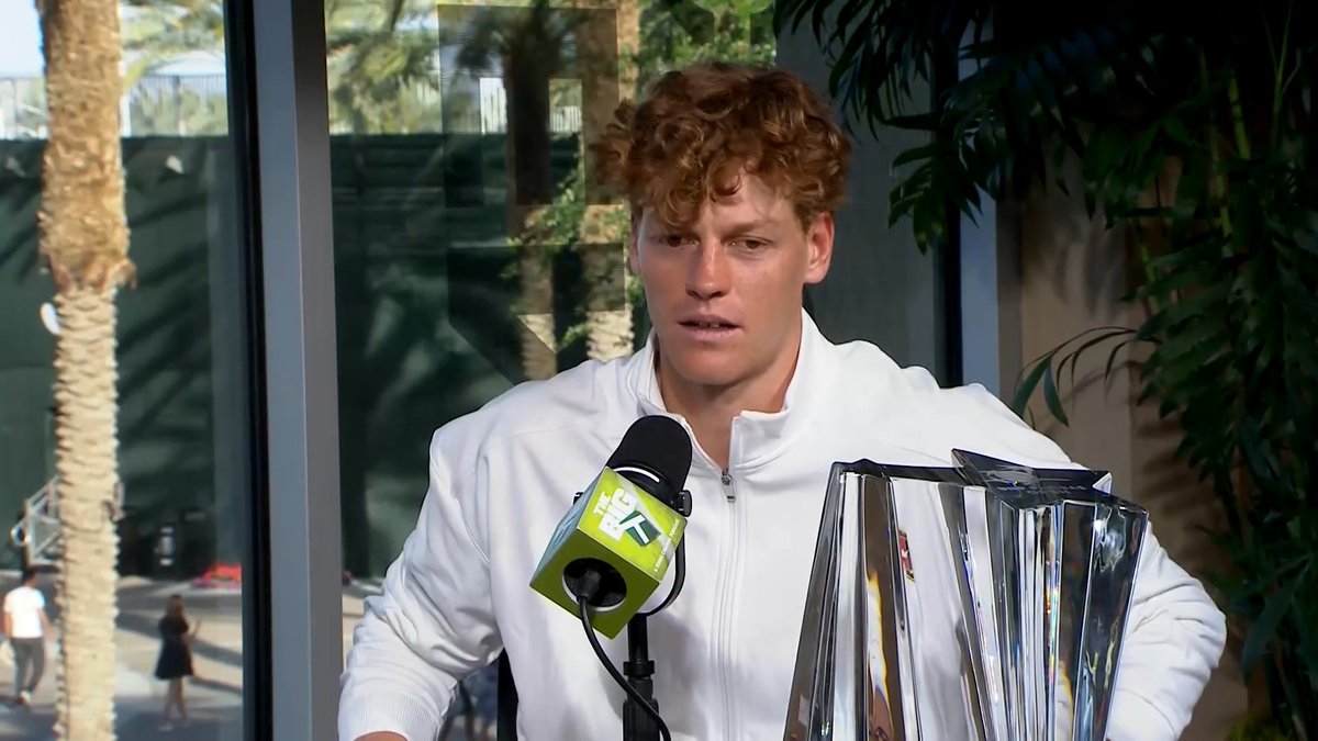 "I know that this is my favorite surface." 😅 Jannik Sinner celebrates being the youngest player to win all big hardcourt titles 🏆 #TennisParadise
