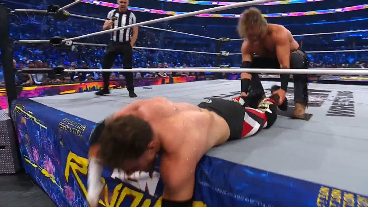 Hangman dragged Maxwell Jacob Friedman™️ through the broken glass! Watch #AEWRevolution LIVE on PPV!