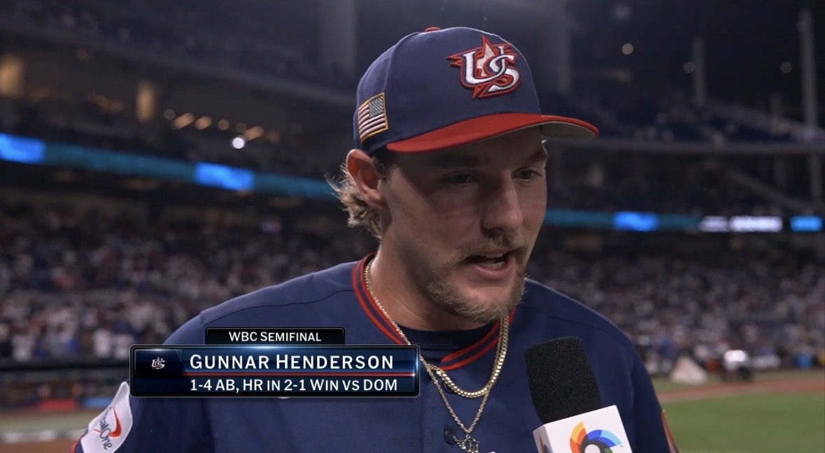 “[Aaron Judge’s throw] got the boys fired up right there and then me and [Roman Anthony] were able to get the two home runs so that was pretty cool.” - Gunnar Henderson Jon Morosi | #WorldBaseballClassic