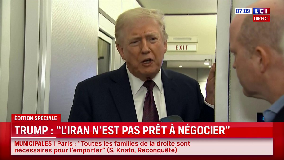 🔴 Donald Trump affirme avoir des discussions avec l'Iran mais que Téhéran n'est pas encore prêt à mettre fin à la guerre. 📺 Le journal de Laurène Barrière-Tallerie dans la matinale LCI