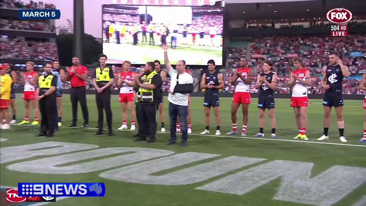 The Sydney Swans have admitted they changed the script of a pre-game tribute to victims of the Bondi terror attack, removing references to the Jewish community. #9News