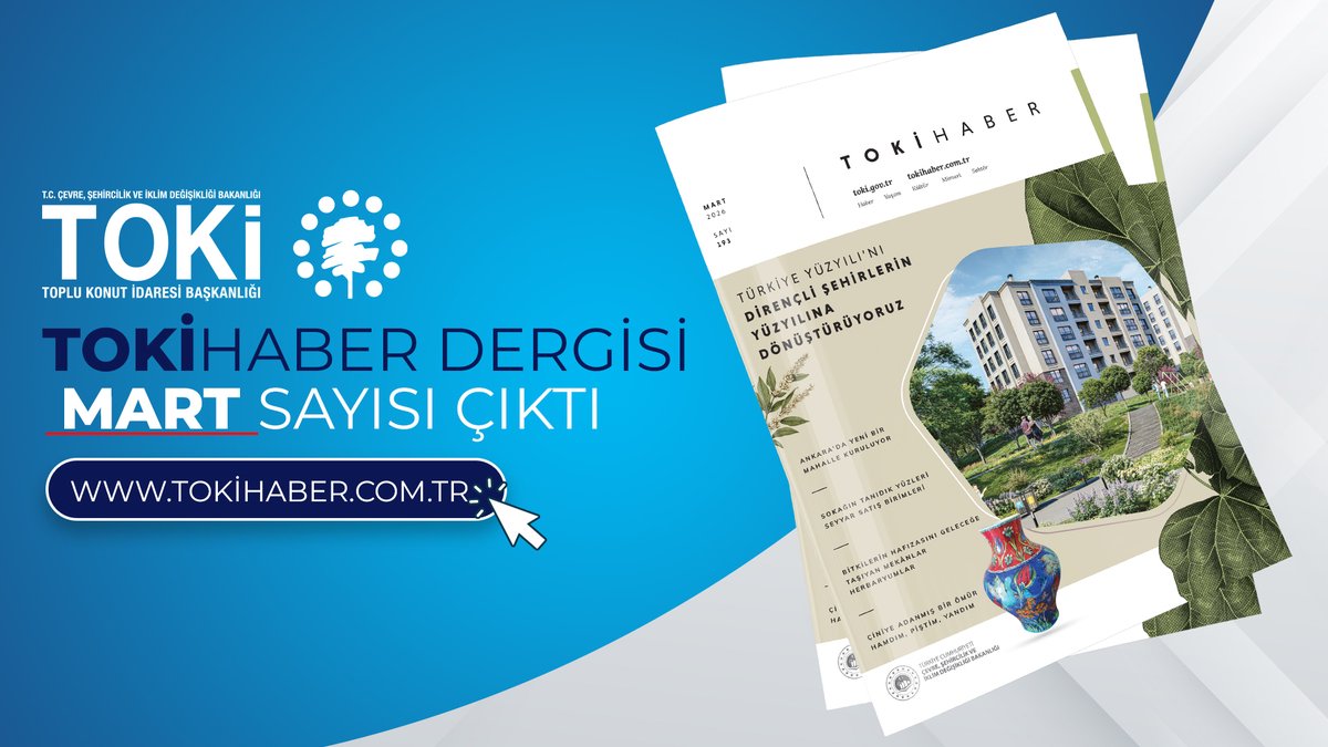 📢 TOKİ Haber Dergimizin Mart 2️⃣0️⃣2️⃣6️⃣ sayısı çıktı. 🏡 "Devlet-Millet dayanışmasıyla depremin açtığı yaraları beraberce sardık" ✅ "Türkiye Yüzyılı'nı dirençli şehirlerin yüzyılına dönüştürüyoruz" ✅ "Güvenli ve dirençli şehirler inşa ediyoruz" Dergimizi okumak için 🔎