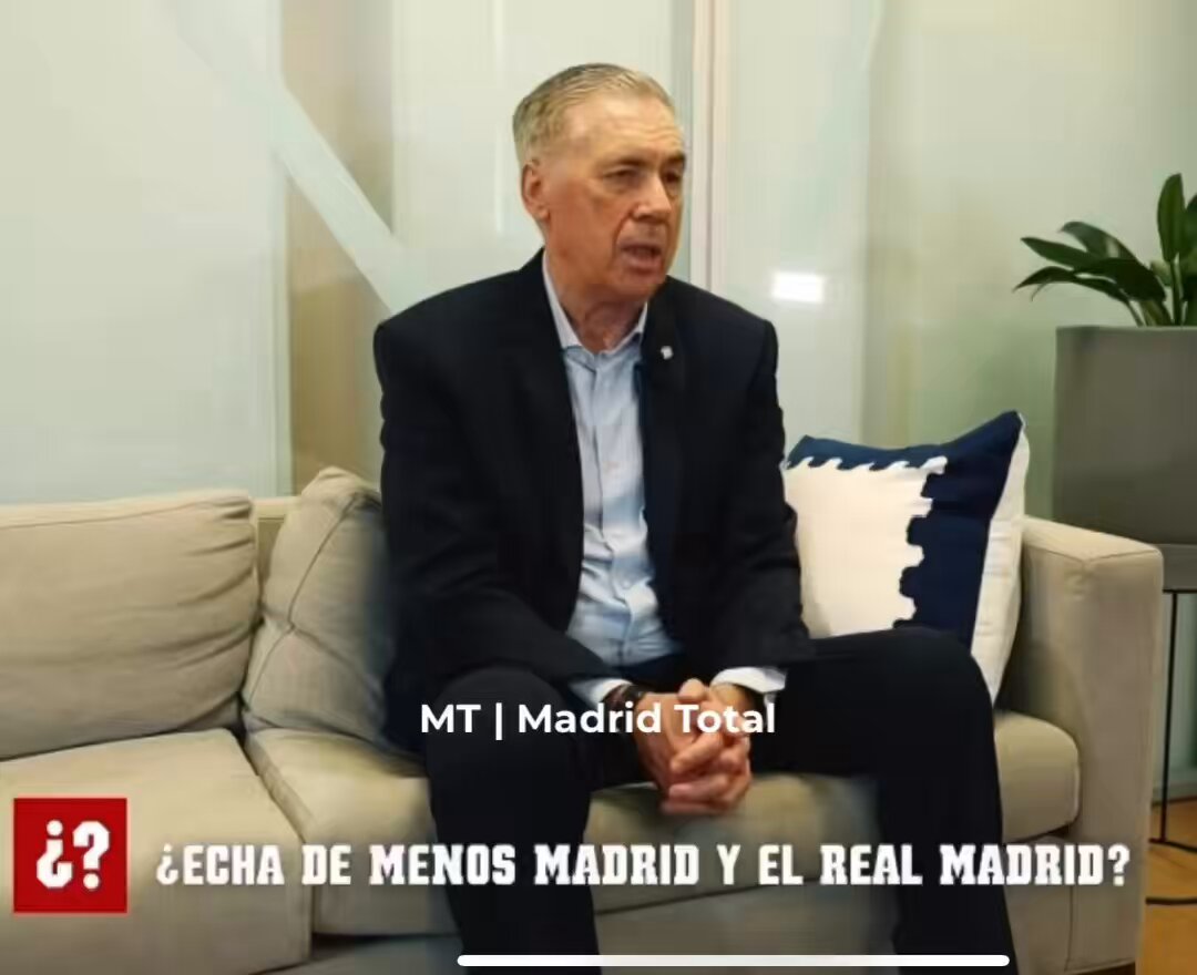 Carlo Ancelotti: “Echo de menos al Real Madrid? Vivo tranquilo, cada momento tiene su etapa. Tengo recuerdos fantásticos de mi periodo en el Madrid, les tengo un cariño grande. Cuando voy, no solo voy a ver a los brasileños, voy a ayudar al Madrid a ganar.”
