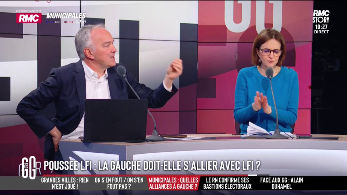 🔴 Pas d'alliance de la gauche avec LFI, vraiment ? 🗣️ Olivier Truchot: "Il ne faut pas non plus qu'Olivier Faure nous prenne pour des imbéciles. Ce qui compte, c'est la victoire électorale." 🗣️ Barbara Lefebre: "Pour le PS, la droite LR, c'est le fascisme." #GGRMC