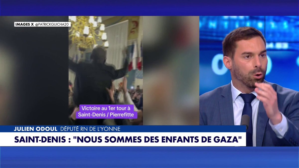 Julien Odoul, député RN de l'Yonne au sujet des municipales : «Saint-Denis va sortir progressivement de la République française». Il revenait sur les militants de LFI scandant, «nous sommes les enfants de Gaza». Toute l'info est à retrouver sur