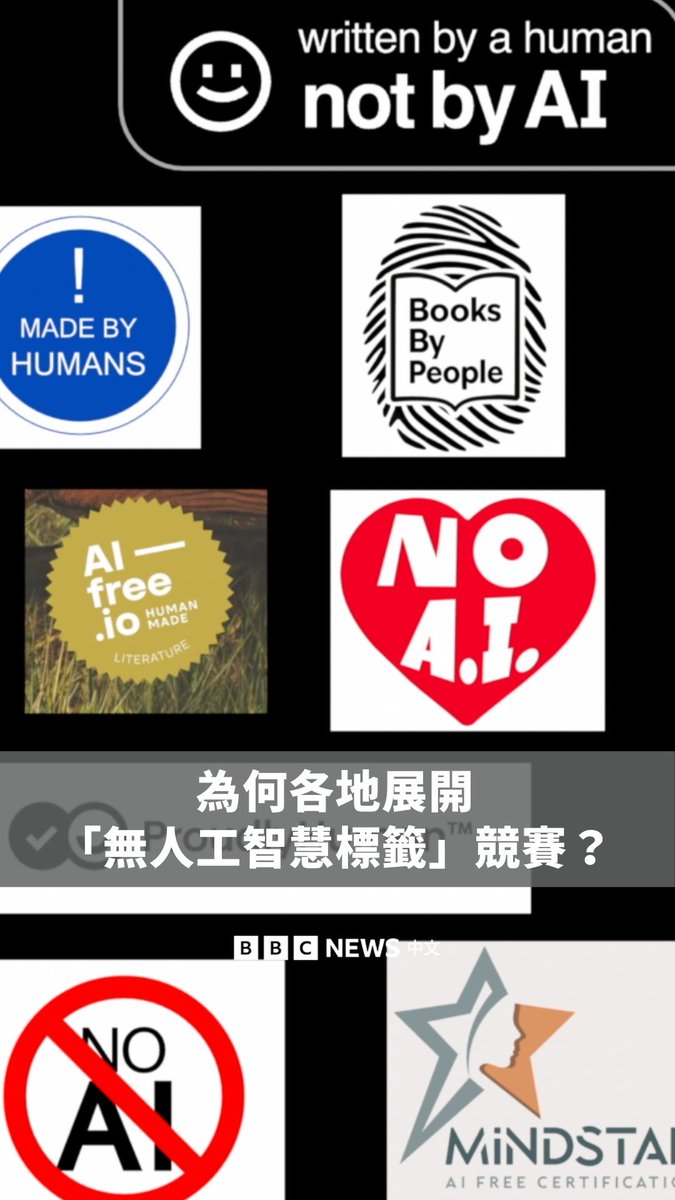随着人工智慧在各行各业的应用加速，一些组织开始推动为产品加上“无人工智慧”（AI‑Free）标签。 BBC统计至少有八家公司和非营利组织提供相关标签或认证，涵盖书籍、音乐、电影等多个领域。不过专家指出，目前仍缺乏一致且普遍的“无人工智慧”定义，可能让消费者对于这些标签感到困惑，甚至被误导。