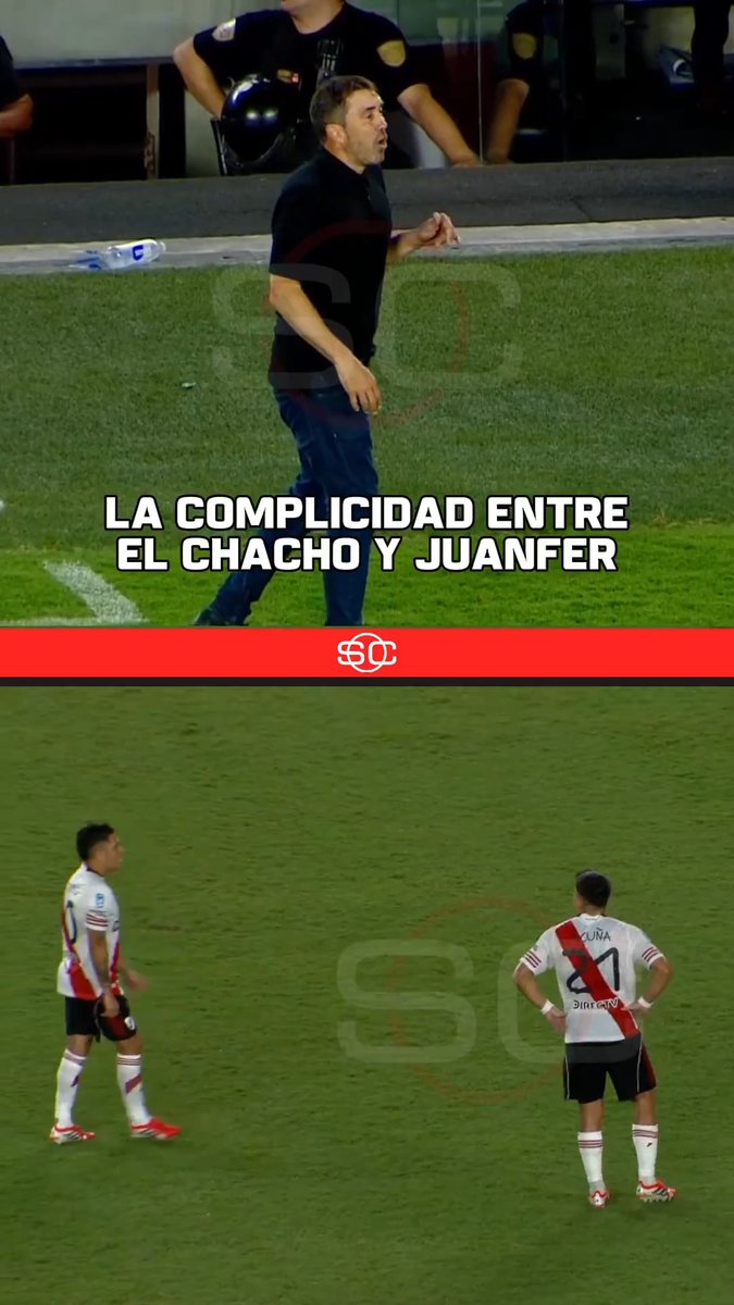 ¡LA DUPLA QUE ILUSIONA A LOS HINCHAS DE RIVER! Imperdible esta secuencia: Eduardo Coudet le pide a Quintero que abra el juego, pero Juanfer estuvo cerca de marcar un golazo de tiro libre y el Chacho terminó aprobando la decisión del colombiano. ¡Dos personajes! 🤣