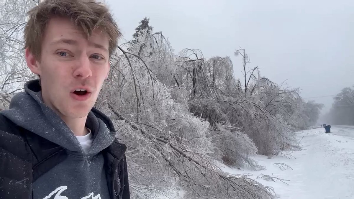 Drew is in Houghton Lake, MI where significant icing has occurred overnight.