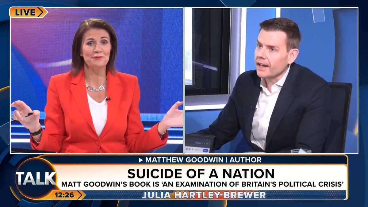 🚨"Reverse the Boriswave. End mass migration. Leave the ECHR. You can change the culture of a nation, but it takes courageous leadership." Author Matt Goodwin says what Boris Johnson and the Tories did is "completely unforgivable". Julia Hartley-Brewer | Matt Goodwin