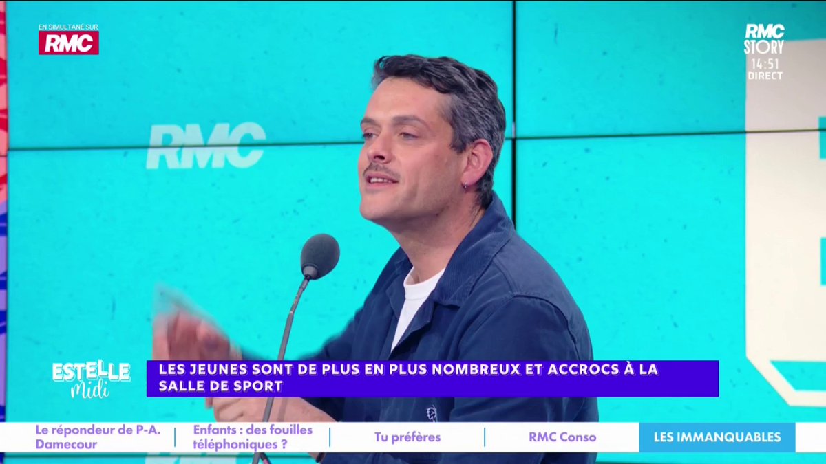 💪 Les jeunes sont de plus en plus nombreux à la salle de sport 🎙️ Baptiste des Monstiers : "J'appelle ça la génération "Teubé Inshape" ! C'est une génération qui va pousser de la fonte, bouffer de la protéine, "je me mate dans la glace" et je bouffe de la Whey..." #EstelleMidi