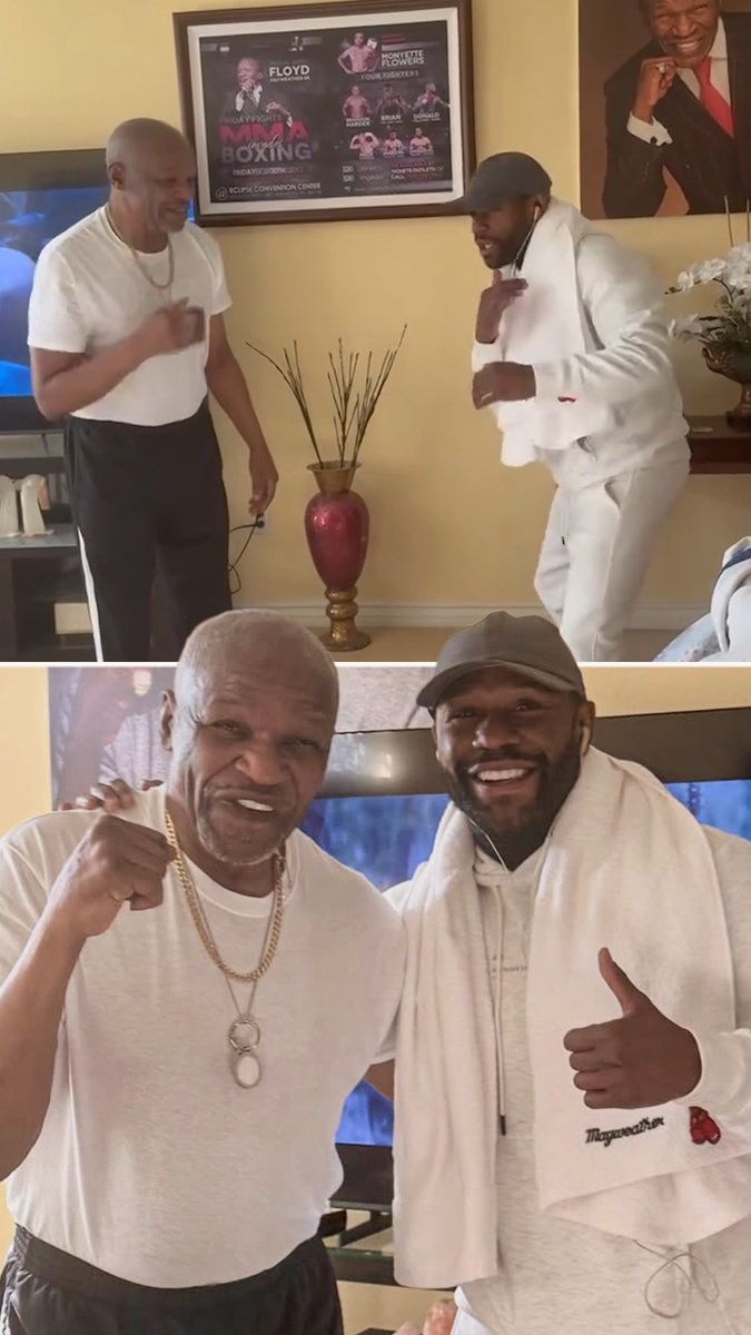 STILL GOT IT 🤩 Floyd Mayweather Jr and Sr having a little move around on Sr’s 73rd birthday today 😅