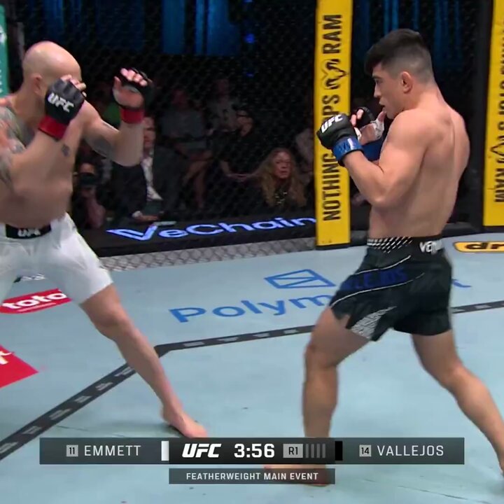 Whenever Emmett entered, Vallejos would counter off a split step Emmett was trying to feint around, switch stances, and disguise his long range blitzes, but Vallejos' split steps let him reposition to counter immediately While Emmett was still switching up or leaping, Vallejos was already set in a wide stance ready to throw down