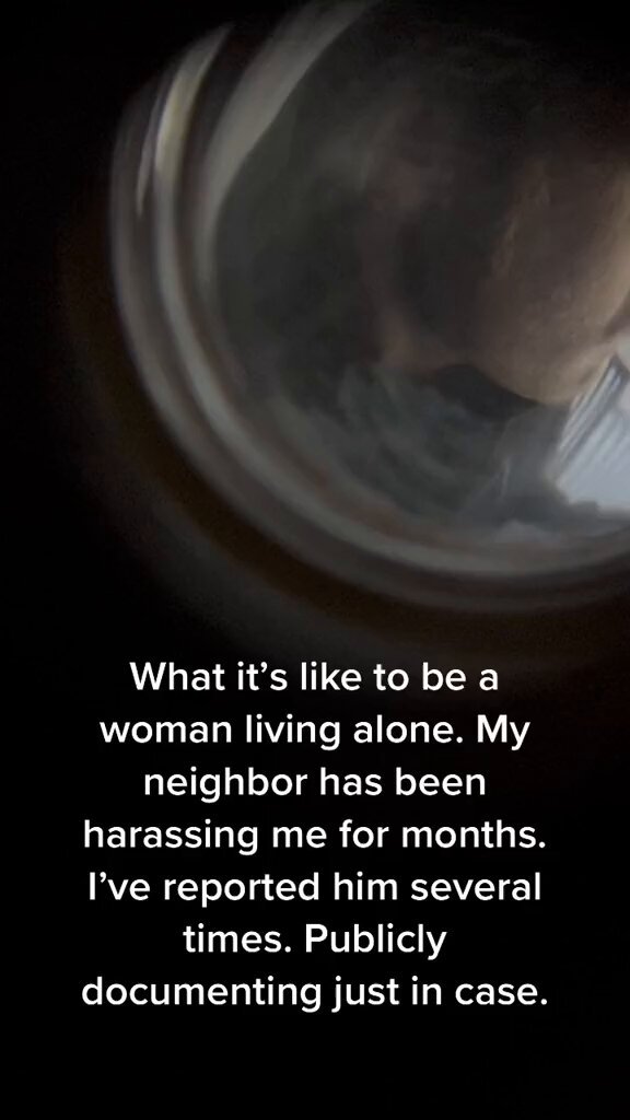 This young lady lives alone, everything was fine for some time. She gets along with her neighbors, the rent is reasonable and she likes the area. One day a man moved in, he became obsessed with her, he sits outside her door day in and day out. He tries to open her door and tamper with the locks in hopes of getting in. She’s notified the police as well as the apartment manager. So far they haven’t been able to do much, is her only recourse at this point is move?