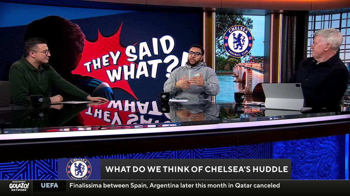 “The thing I can’t work out is who it’s more embarrassing for — the ref, the players, or Liam [Rosenior].” Geoff Shreeves, Troy Deeney and Chris Wittyngham react to the pre-match Chelsea huddle with the referee caught in the middle 🔵
