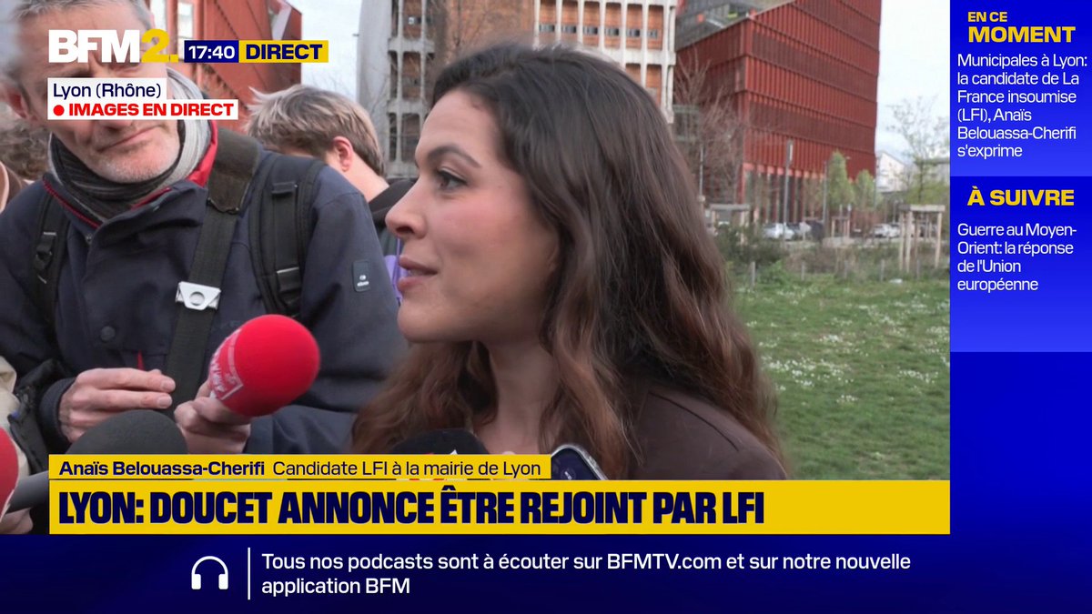 Municipales à Lyon: "Jean-Michel Aulas est un danger pour notre ville", déclare la candidate de La France insoumise (LFI), Anaïs Belouassa-Cherifi qui s'allie avec Grégory Doucet #BFM2