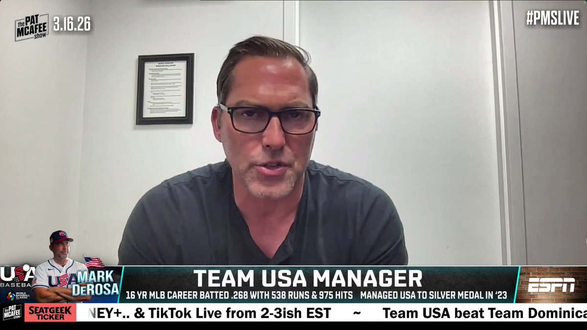 "I think it completely refocused them. ... These guys want it man. They want it bad." —Team USA manager Mark DeRosa on the team's mentality after the earlier loss to Italy ⚾ (via Pat McAfee)