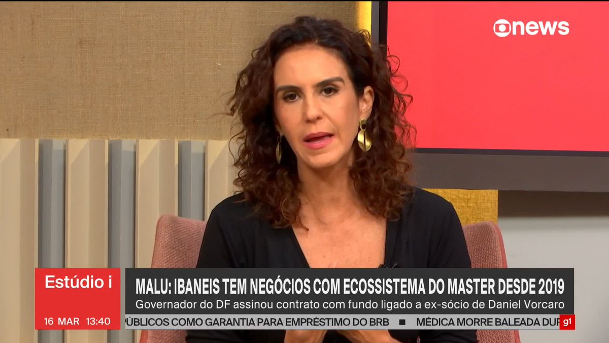 Malu Gaspar: Ibaneis Rocha, governador do DF, tem negócios com o ecossistema do Master desde pelo menos 2019. ➡️ Assista à #GloboNews: #Estúdioi