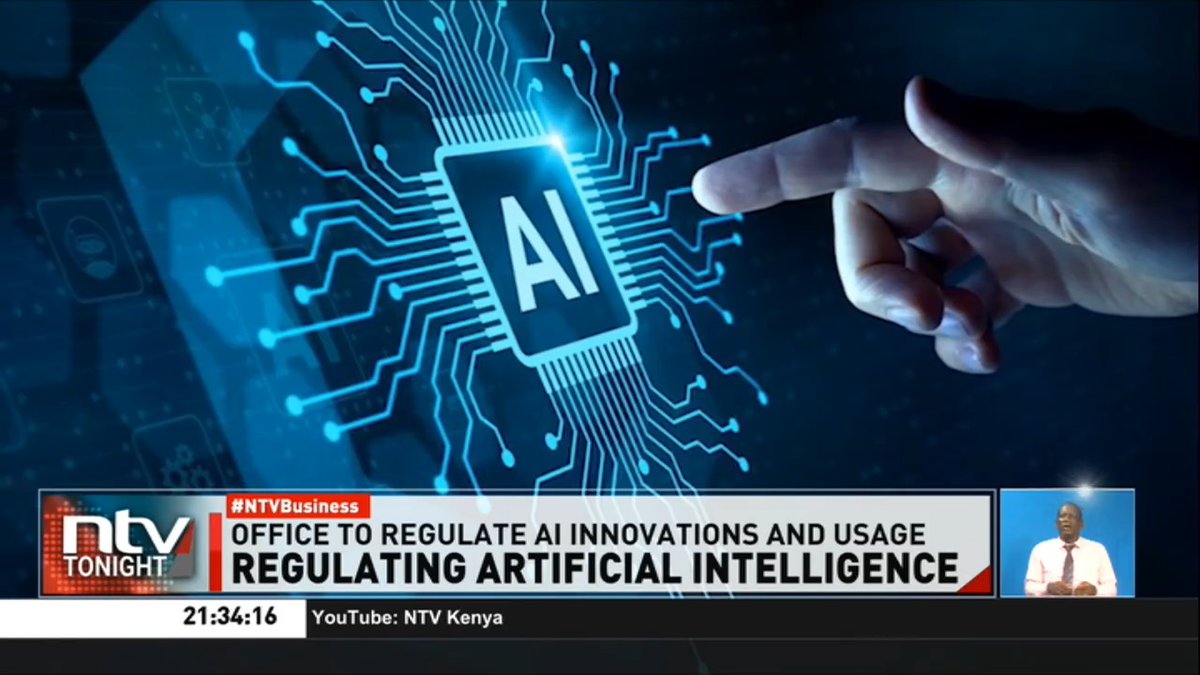Regulating Artificial Intelligence: The Kenya Artificial Intelligence Bill proposes establishment of the the Artificial Intelligence Commissioner, to be appointed by the President. The office will be tasked with regulating AI innovations and usage... #NTVTonight Branji