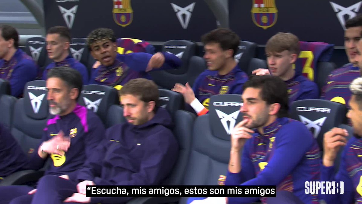 Lamine Yamal y el buen rollo en el banquillo del Barça 😅 🗣️"Estos son mis amigos. Son todos unos topos" #Super8