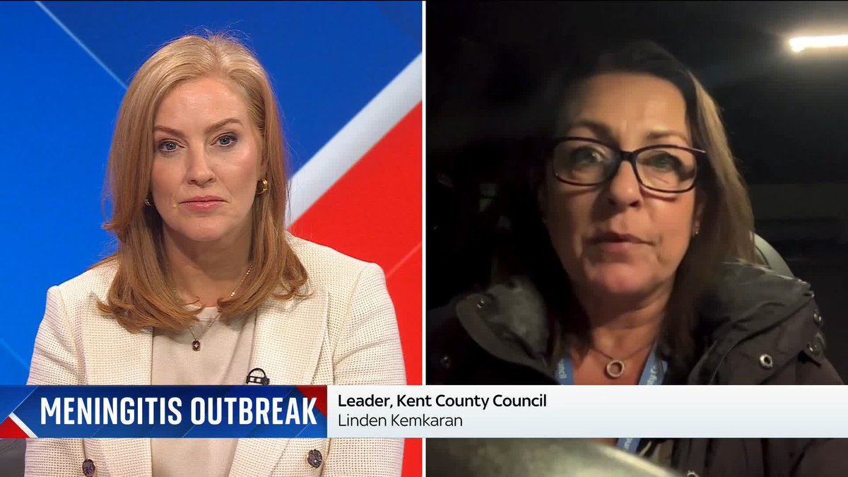 A schoolgirl and a university student have died during an outbreak of meningitis in Canterbury. Linden Kemkaran of Kent County Council tells @SkySarahJane that preventative antibiotics are now available to those at risk. Latest ➡️ 📺 Sky 501 & YouTube