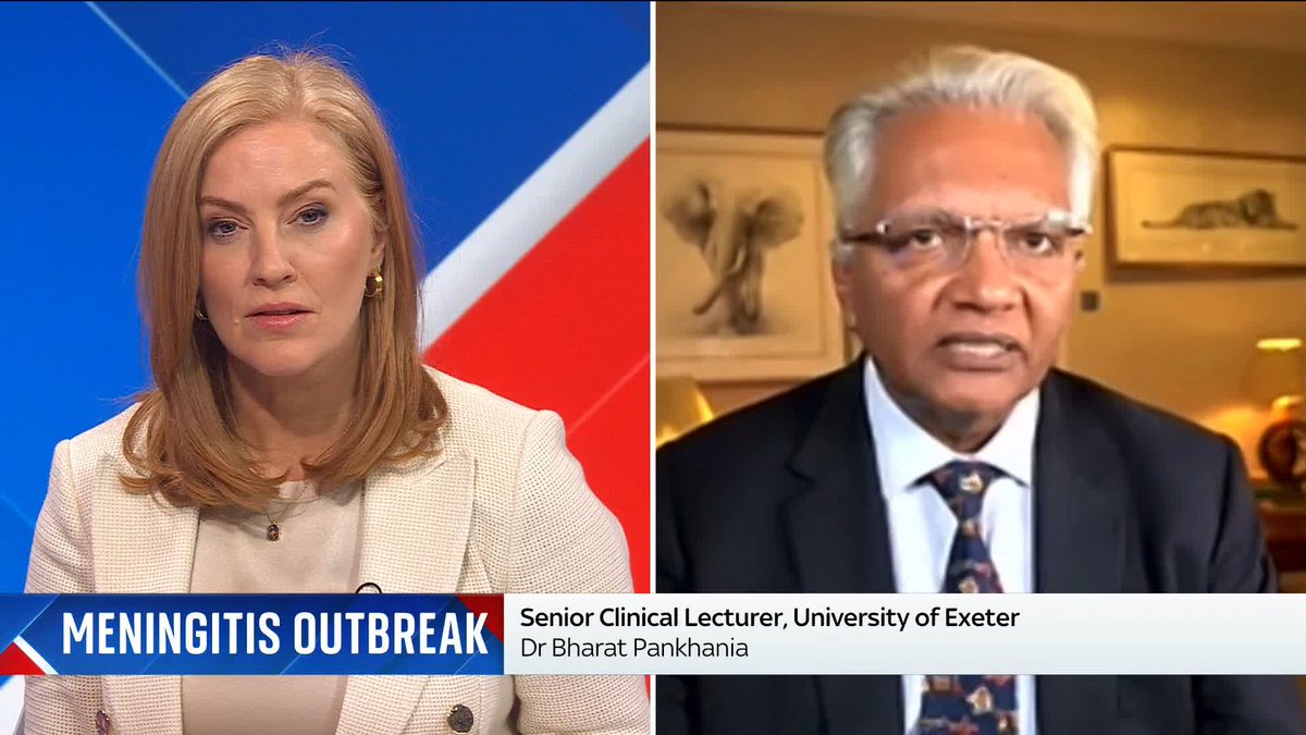 Dr Bharat Pankhania tells @SkySarahJane that only "close contacts" of people with meningitis should be given antibiotics. He also warns that taking antibiotics "is not the end of the matter" and people must remain "watchful" for signs of infection. ➡️