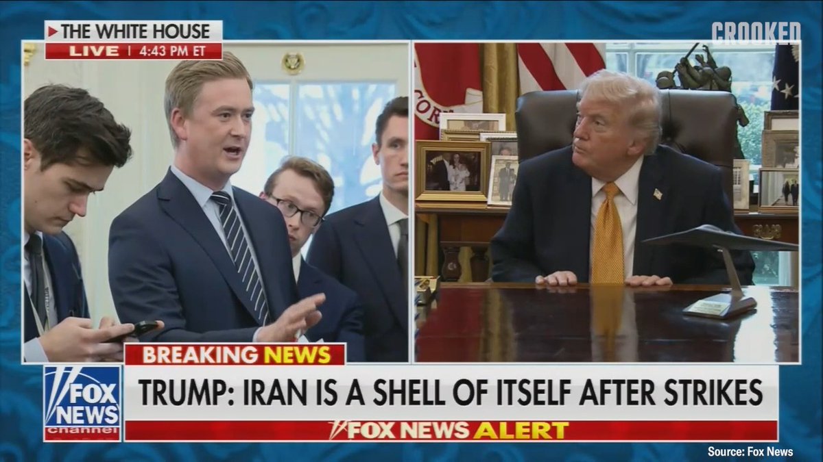 DOOCY: You said twice today that you talked to another former president about Iran. Was it George W Bush? TRUMP: No DOOCY: Was it Bill Clinton? TRUMP: I don’t want to say. I don’t want to say because— DOOCY: Barack Obama?