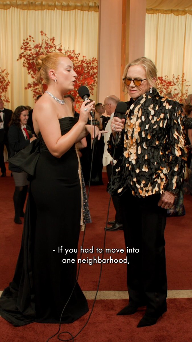 Amelia asking Amy Madigan the tough questions ahead of her #Oscars win.