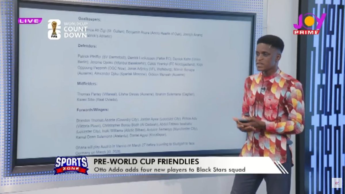 Black Stars squad: Adamu Benin Abdul Karim believes there are question marks about Otto Addo picking Daniel Adjei ahead of the likes of Felix Afena-Gyan if Otto Addo is playing the familiarity card. #SportsZone | #JoySports