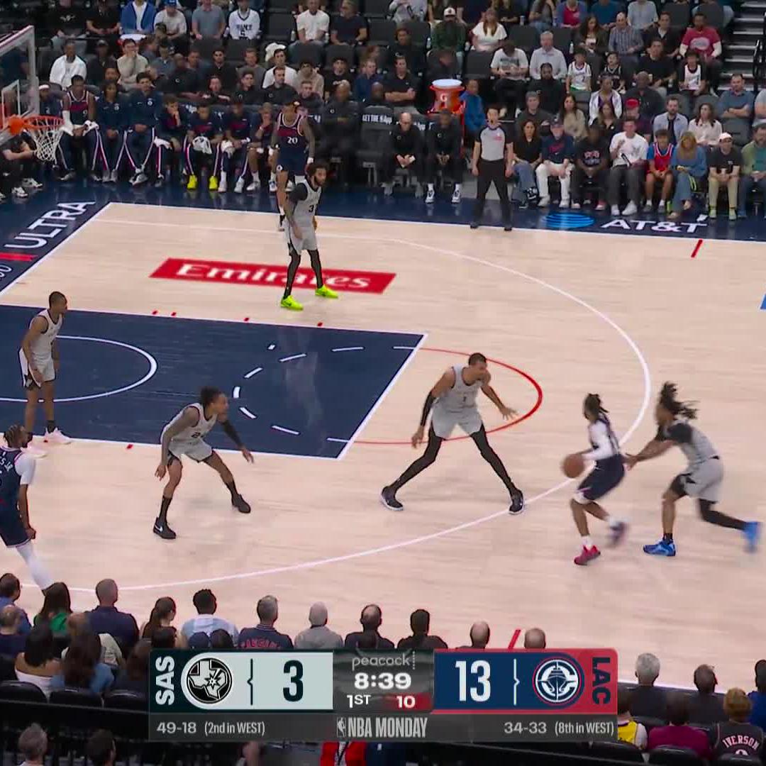 Darius Garland's rainbow triple resulted in a WEDGIE due to Wemby's defense. ๐บ Peacock and NBCSN