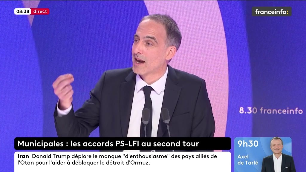 🔴 Municipales : alliances techniques PS-LFI ? ➡️ "Je ne crois pas à ces fusions, je ne pense pas qu'elles soient éthiquement justes et je ne pense pas qu'elles soient électoralement payantes", dit Raphaël Glucksmann, député européen, co-président de Place publique