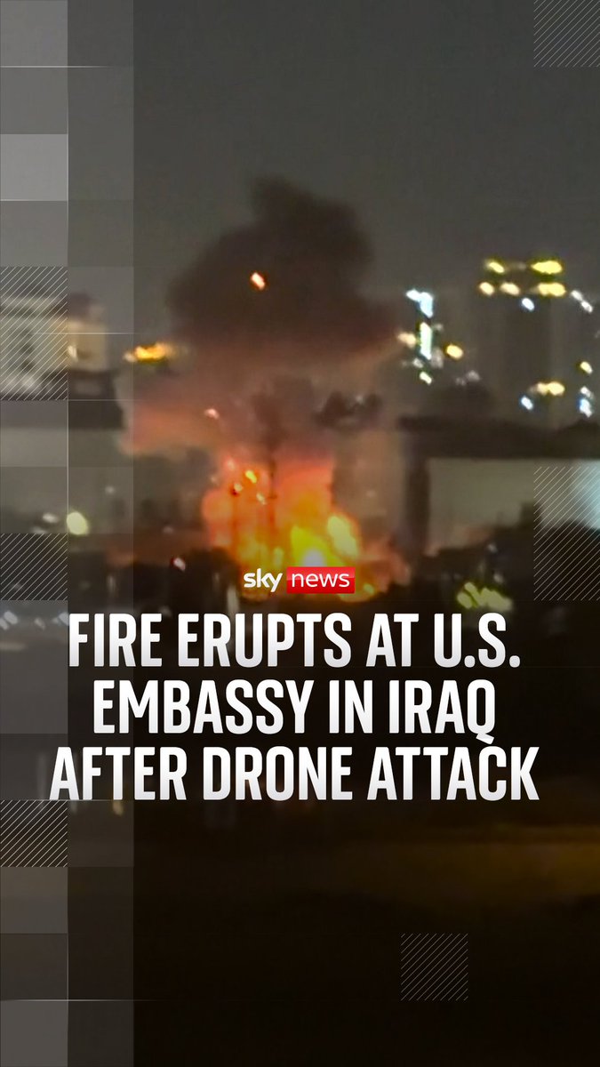 The U.S. embassy in Baghdad has been hit with shrapnel from drones that have been intercepted by the air defence system. Iraqi security sources have described the incident, which involved at least five drones, as the most intense assault since the attacks began. 🔗