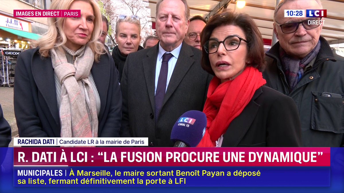 🔴 Municipales 2026 à Paris : "La fusion procure une dynamique (...) Nous avons un projet important, ambitieux", déclare Rachida Dati ن, candidate LR à la mairie de Paris sur LCI