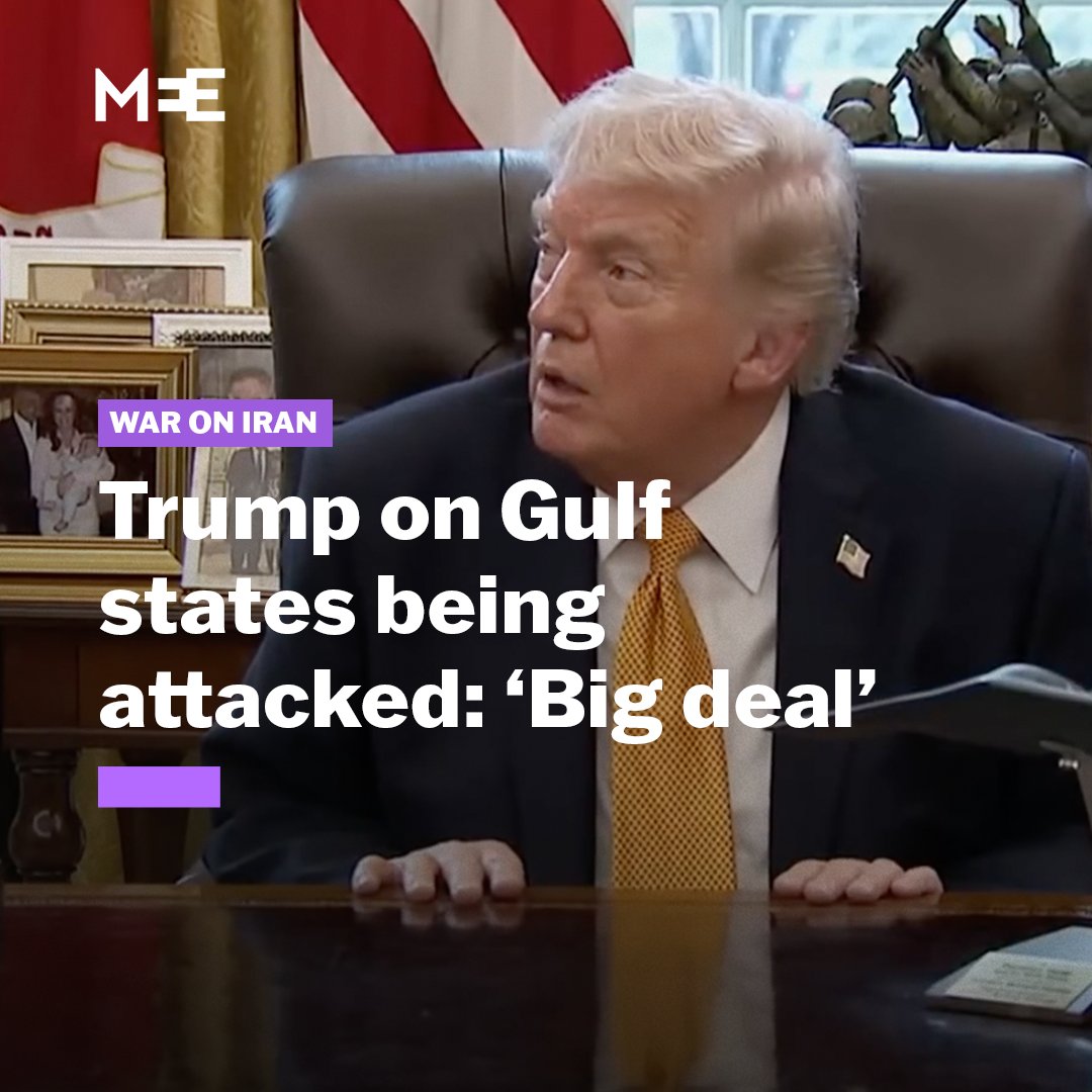 US President Donald Trump reiterated that he was "shocked" by Iran's retaliatory strikes on Gulf states after US-Israeli attacks on Iran, saying that no experts had predicted the reaction, before sarcastically saying "big deal" and that the US would've attacked regardless.