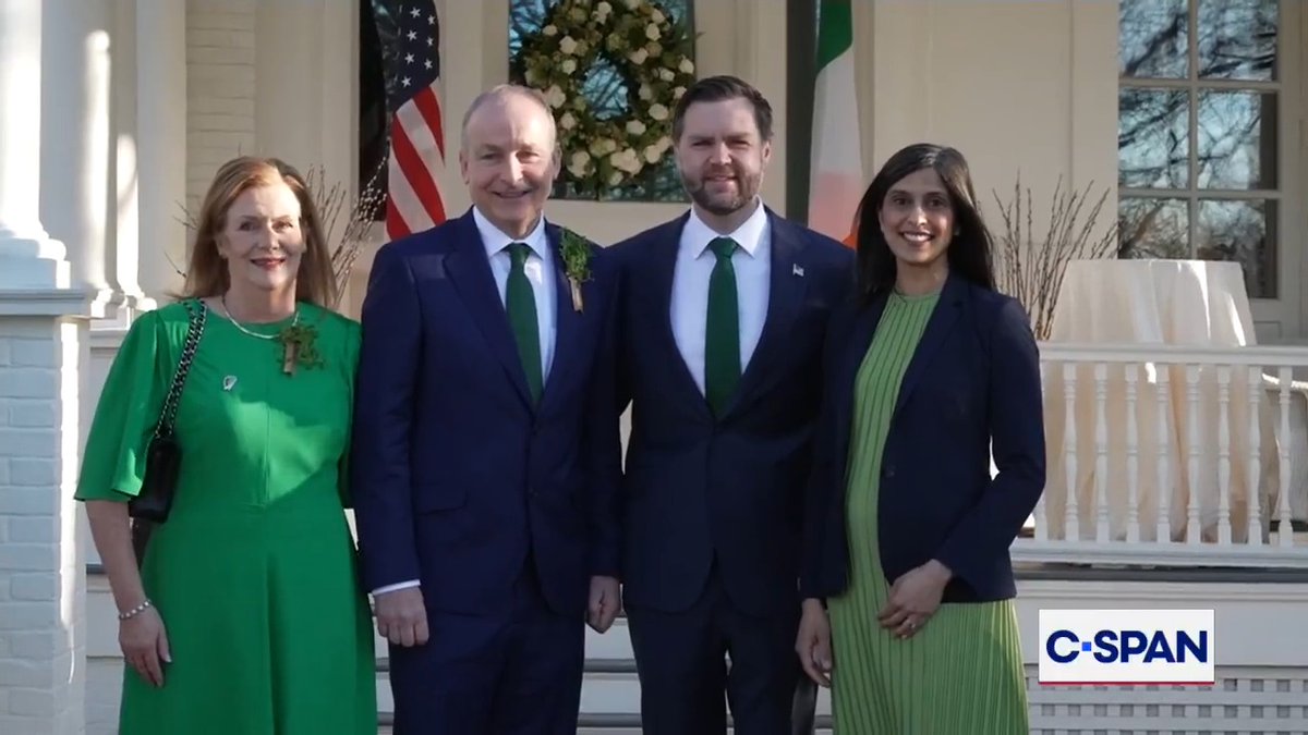 .Vice President JD Vance JD Vance and second lady Usha Vance greet the Taoiseach of Ireland for St. Patrick's Day breakfast and U.S. Naval Observatory.
