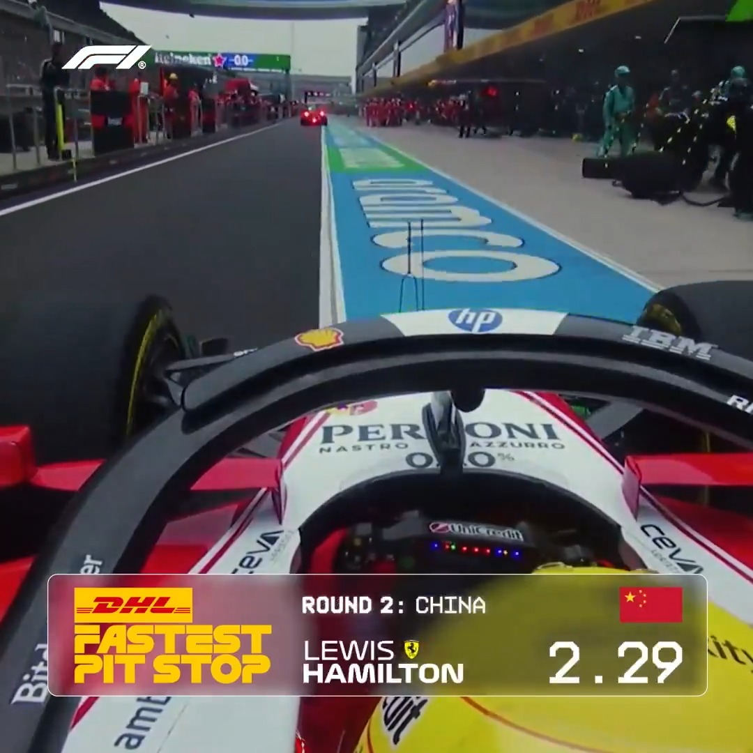 Lewis Hamilton and his Ferrari crew take the DHL_Motorsports Fastest Pit Stop in Shanghai! ⏱️🔧 👉