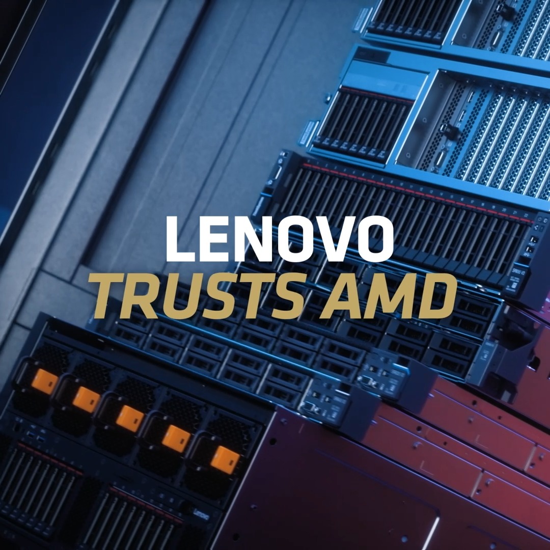 Modernizing data centers takes more than power. It takes partnership. Lenovo and AMD are pushing enterprise performance forward with trusted compute built for AI, hybrid cloud, and demanding workloads, giving customers the scale and speed the digital economy requires to drive business transformation. See how the most trusted companies trust AMD: #TogetherWeAdvance
