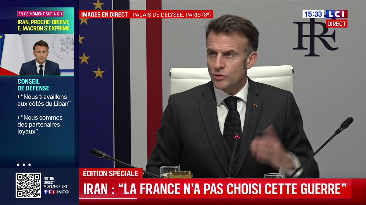 🔴 Conseil de défense : Emmanuel Macron s'exprime 🗣️ "Jamais la France ne prendra part à des opérations d'ouverture ou de libération du détroit d'Ormuz dans le contexte actuel", le chef de l'État répond aux demandes de Donald Trump