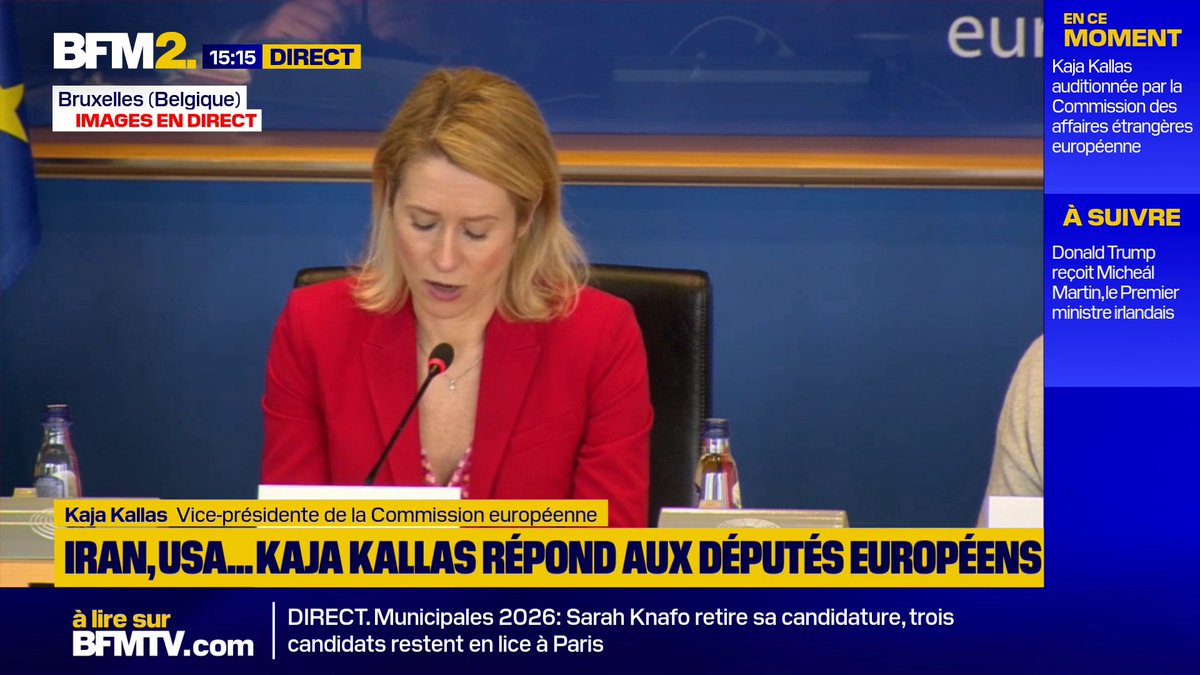 "Plus la guerre se poursuit au Moyen-Orient, plus l'Ukraine souffre. La Russie s'enrichit déjà avec cette guerre au Moyen-Orient", assure la cheffe de la diplomatie européenne #BFM2