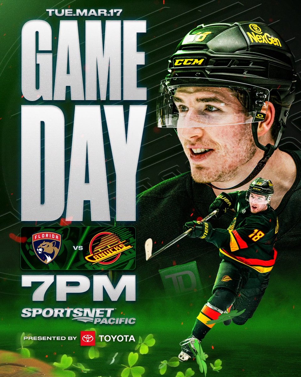 Top o' the morning, it's game day! 🍀 🆚 Florida Panthers ⏰ 7:00 PM PT 📍 Rogers Arena 📺 Sportsnet Pacific 📻 Sportsnet 650 Presented by Toyota Pacific BUY TICKETS |