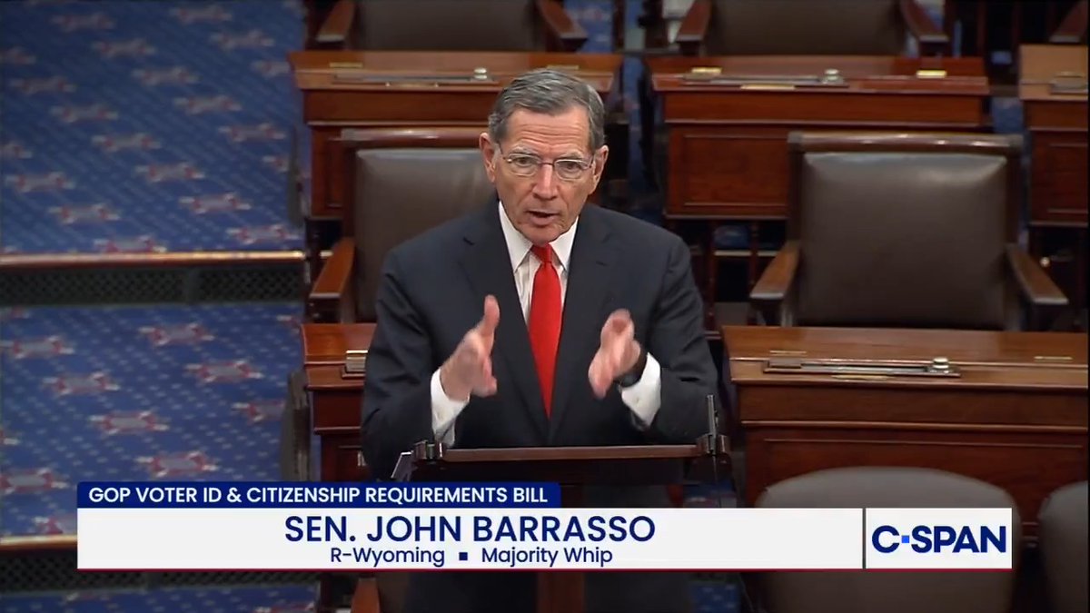🚨 BREAKING: Senate Republicans are FLOODING the floor to expose the Democrats’ voter fraud and pass the SAVE America Act SEN. BARRASSO: “Democrats want to make it possible for illegal immigrants to decide the outcome of elections in this nation!” NO BREAKS, NO RECESS until the bill is on Trump’s desk 🇺🇸