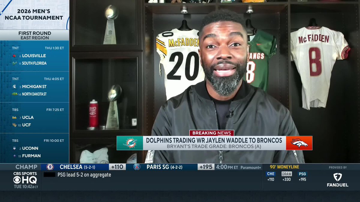 TRADE GRADES for Dolphins trading Jaylen Waddle to Broncos Broncos: A Dolphins: B+ Bryant McFadden