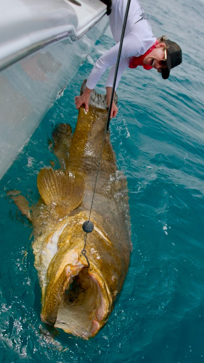 Watch Jillian Michaels battle a 400lb monster Goliath Grouper #fishing